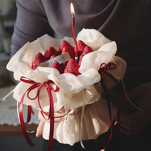 佳妍圣诞节新年网红烘焙蛋糕装饰草莓花束配件褶皱围边丝带插件 - 图2