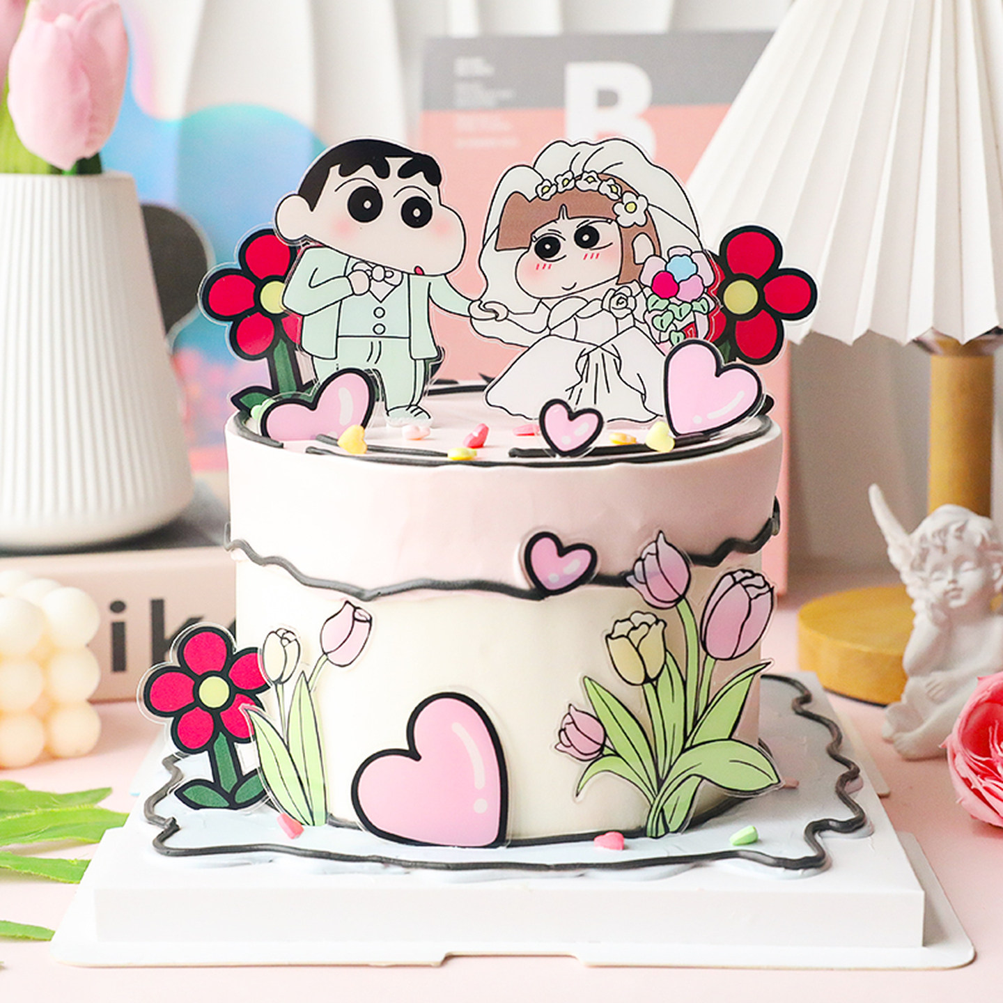 网红蜡笔小新蛋糕装饰摆件插卡求婚订婚宴主题甜品台布置烘焙装扮,淘宝优惠券,粉丝福利购,淘宝优惠卷
