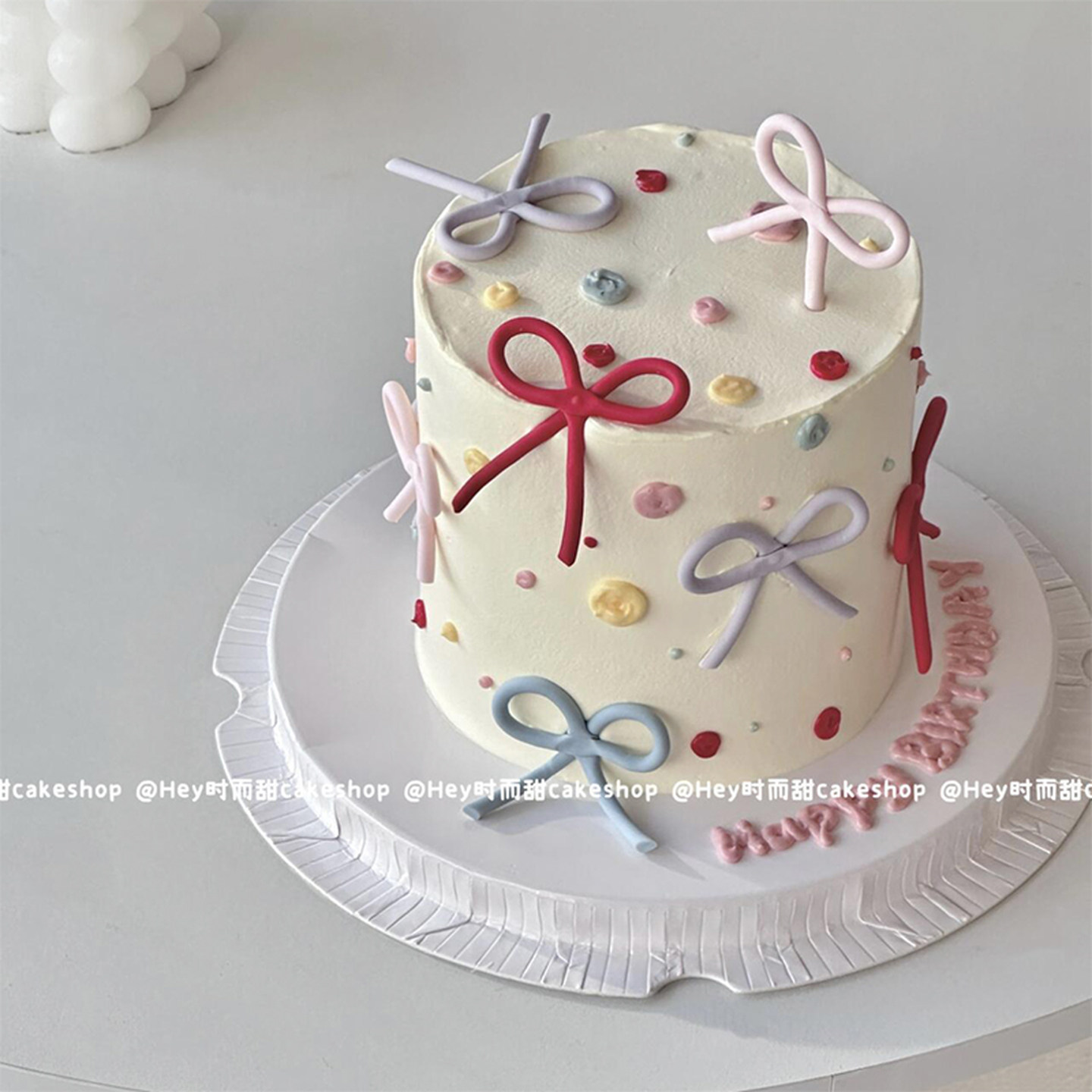 ins风网红烘焙生日蛋糕装饰摆件彩色蝴蝶结成品插件简约高级感,淘宝优惠券,粉丝福利购,淘宝优惠卷