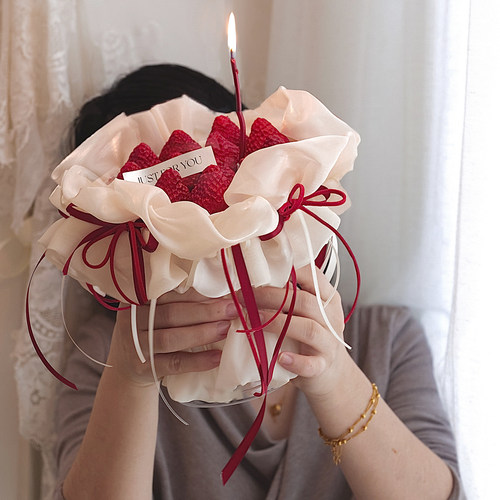 佳妍圣诞节新年网红烘焙蛋糕装饰草莓花束配件褶皱围边丝带插件 - 图0