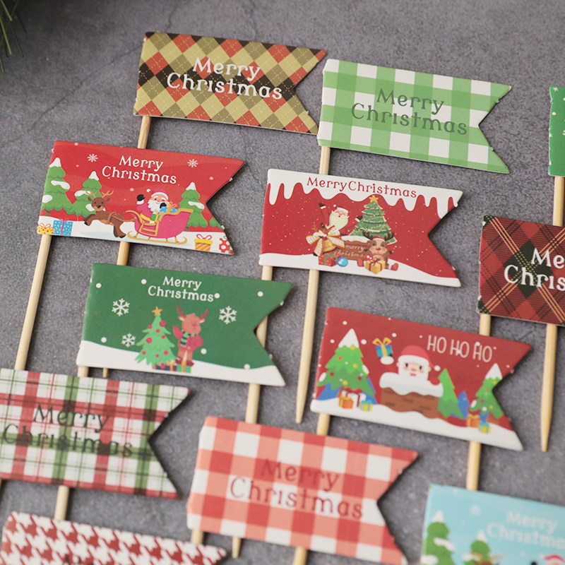 烘焙蛋糕装饰纸杯蛋糕插旗圣诞节MERRYCHRISTMAS甜品台插牌插件,淘宝优惠券,粉丝福利购,淘宝优惠卷