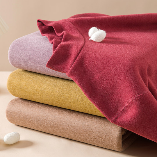 中高领保暖内衣女加厚加绒一体羊羔绒秋衣秋裤套装中老年棉纯毛衫