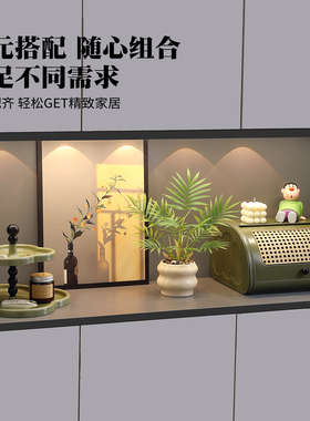 新中式玄关收纳桌面摆件摆画装饰