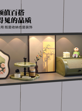 中古风玄关收纳桌面摆件摆画装饰