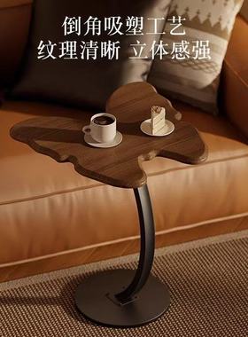 中古风蝴蝶边几黑胡桃色木茶几中古风客厅沙发卧室边床头柜置物柜