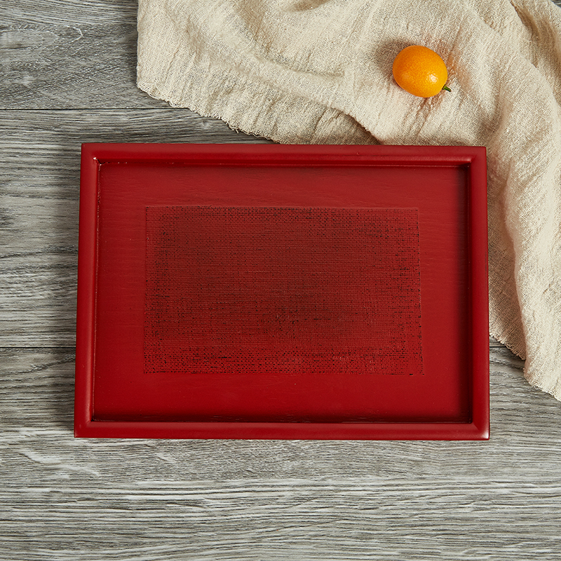 特色日式木质茶盘小号 极有家 红黑防滑贴布小托盘收纳 木质果盘,淘宝优惠券,粉丝福利购,淘宝优惠卷