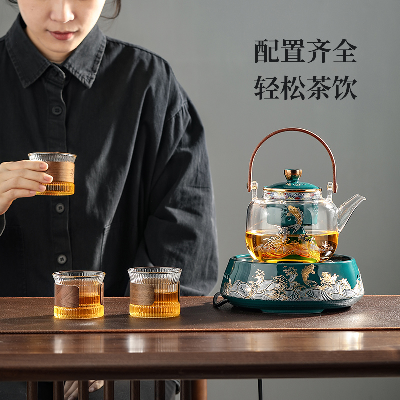 电陶炉煮茶器玻璃新款高端黑茶煮茶壶茶具套装家用高档白茶煮茶炉