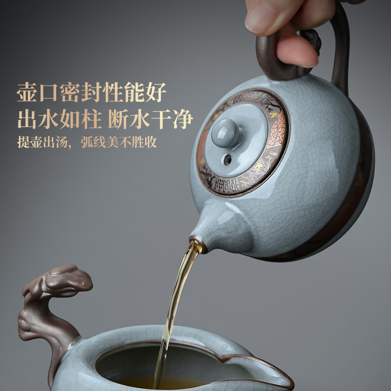 哥窑茶具套装2024新款茶壶泡茶具家用办公室会客陶瓷功夫茶杯套装 - 图2