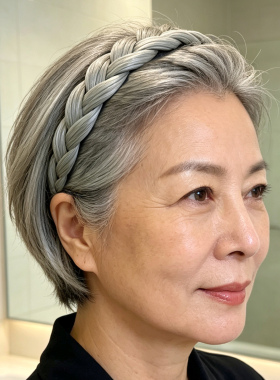 细发箍夏季白发老人假发头箍带齿
