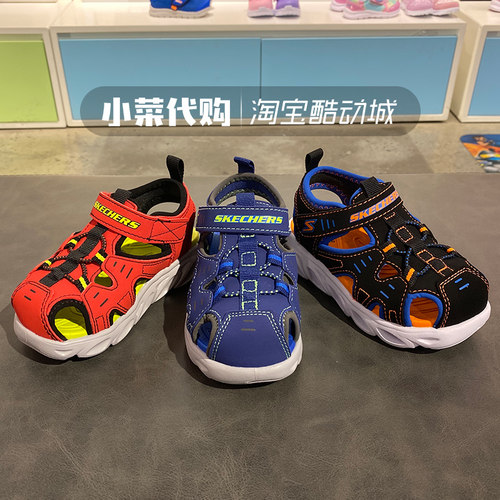 Skechers斯凯奇 男童鞋 超轻舒适沙滩鞋 小童休闲闪灯凉鞋400053N - 图0