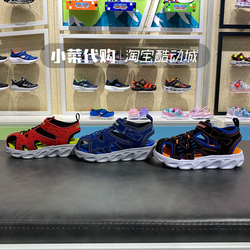 Skechers斯凯奇 男童鞋 超轻舒适沙滩鞋 小童休闲闪灯凉鞋400053N - 图1