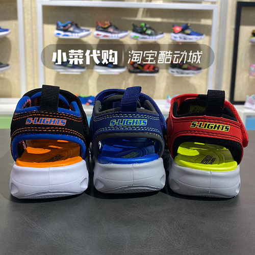 Skechers斯凯奇 男童鞋 超轻舒适沙滩鞋 小童休闲闪灯凉鞋400053N - 图2