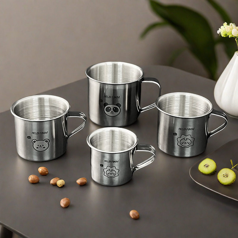 304不锈钢儿童水杯食品级家用敞口牛奶杯幼儿园宝宝专用喝水口杯