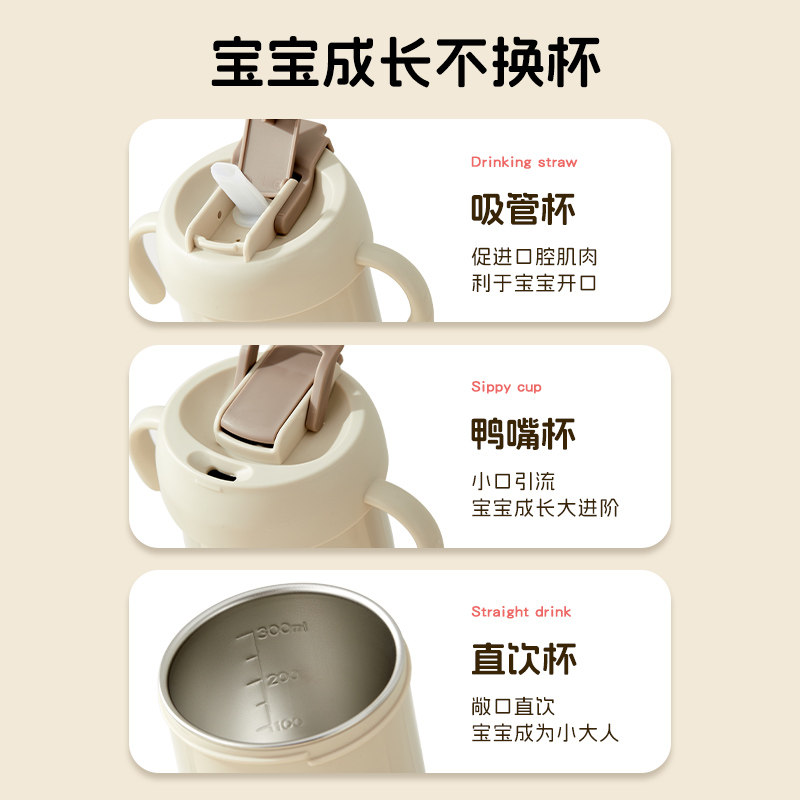 316不锈钢儿童水杯双饮杯吸管杯便携牛奶杯宝宝防烫防摔喝水杯子,淘宝优惠券,粉丝福利购,淘宝优惠卷