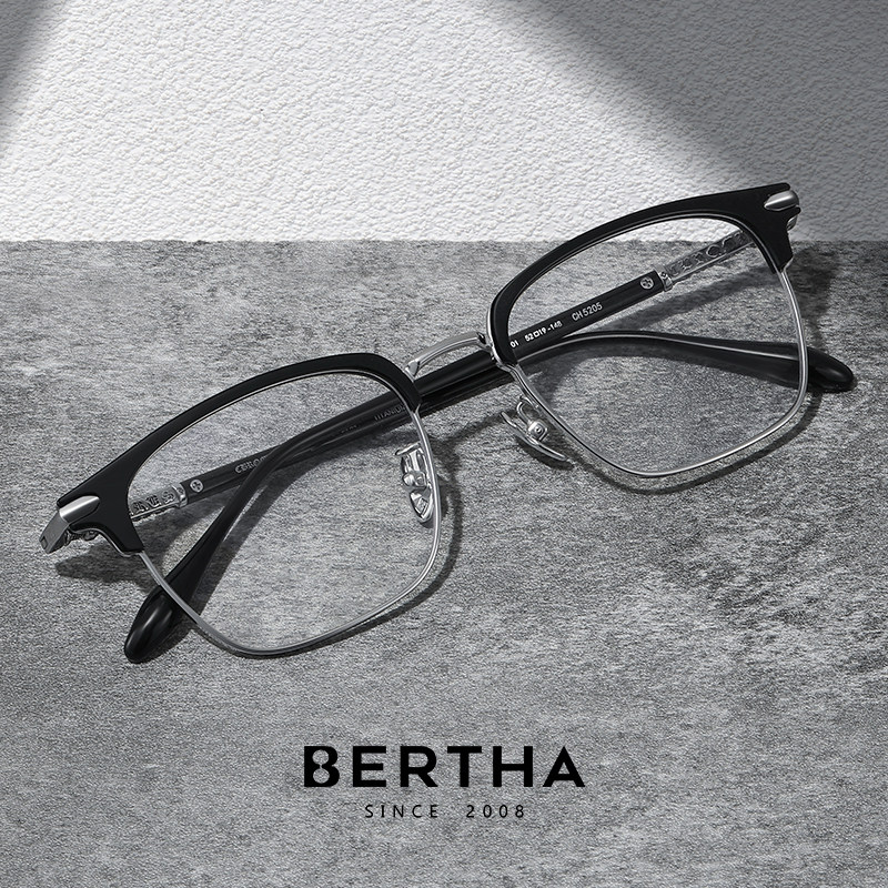 超轻纯钛近视眼镜男款可配度数防蓝光半框变色眼睛架网上专业大脸,淘宝优惠券,粉丝福利购,淘宝优惠卷