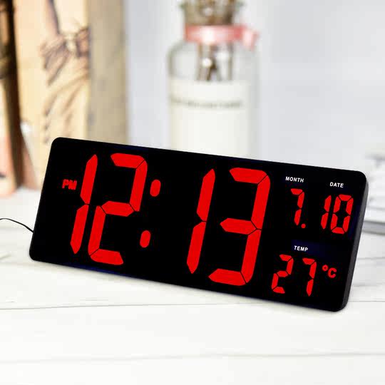 Living room digital electronic plug-in table clock luminous wall clock