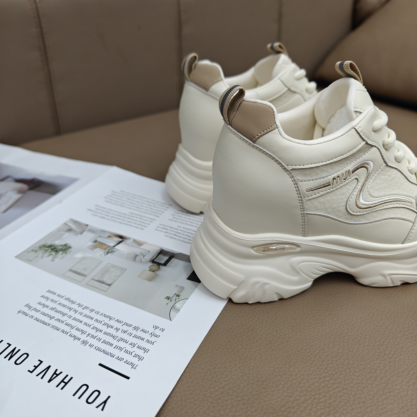 内增高真皮老爹鞋女鞋2025新款复古小个子百搭厚底舒适轻便休闲鞋 - 图2