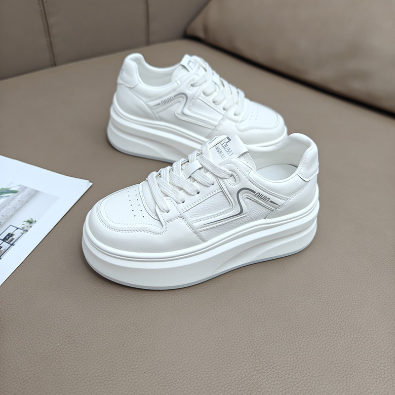 真皮韩版小白鞋女2025新款时尚百搭厚底小个子增高休闲运动板鞋女,淘宝优惠券,粉丝福利购,淘宝优惠卷