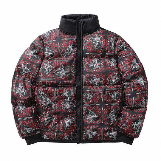 Belle nouvelle version de flamme brodée fleur de cajou en vrac hiver double face couple manteau en coton Manteau en coton du même style de Wang Yibo