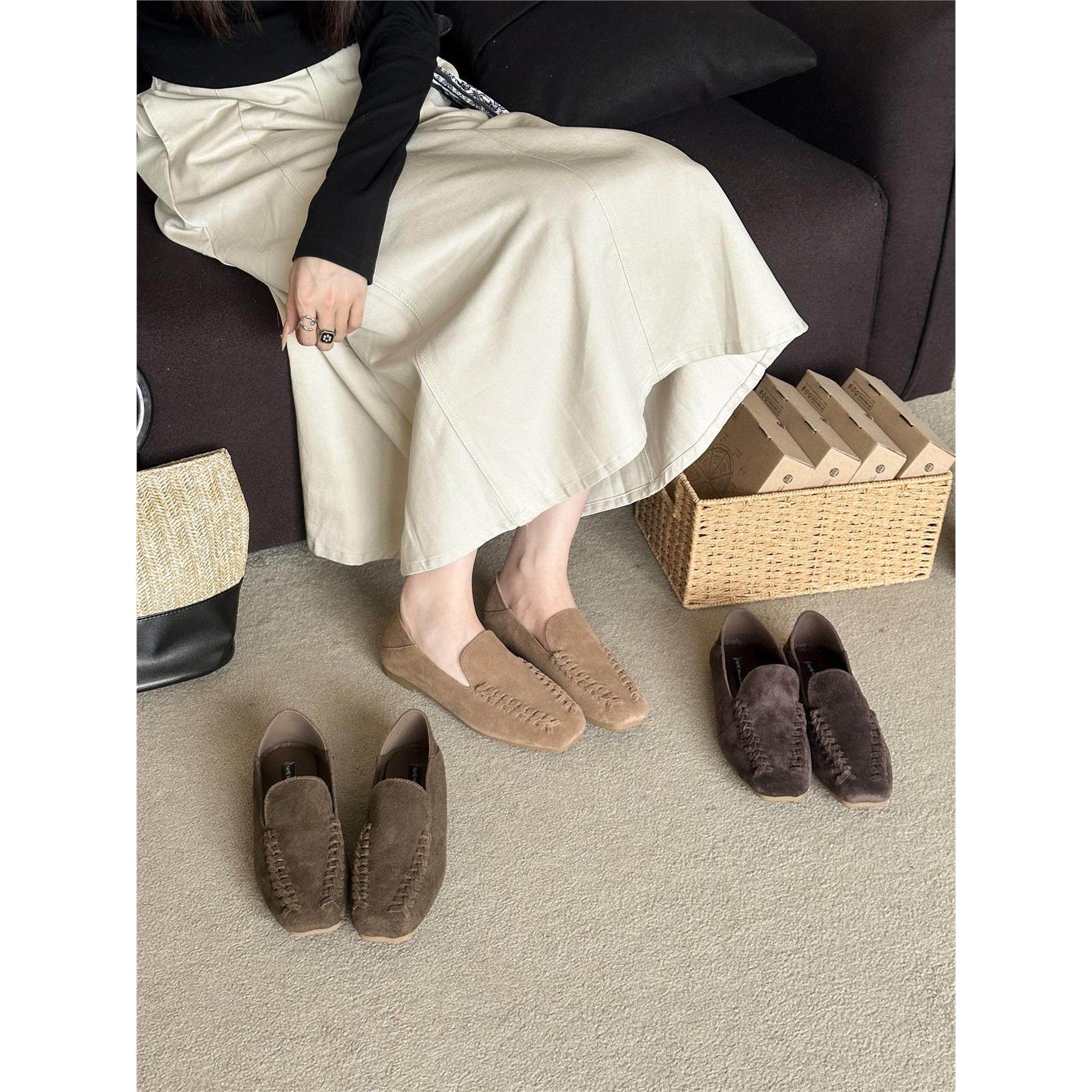 KA MI YA 法式复古一脚蹬乐福鞋女2026年新款软底百搭平底豆豆鞋,淘宝优惠券,粉丝福利购,淘宝优惠卷