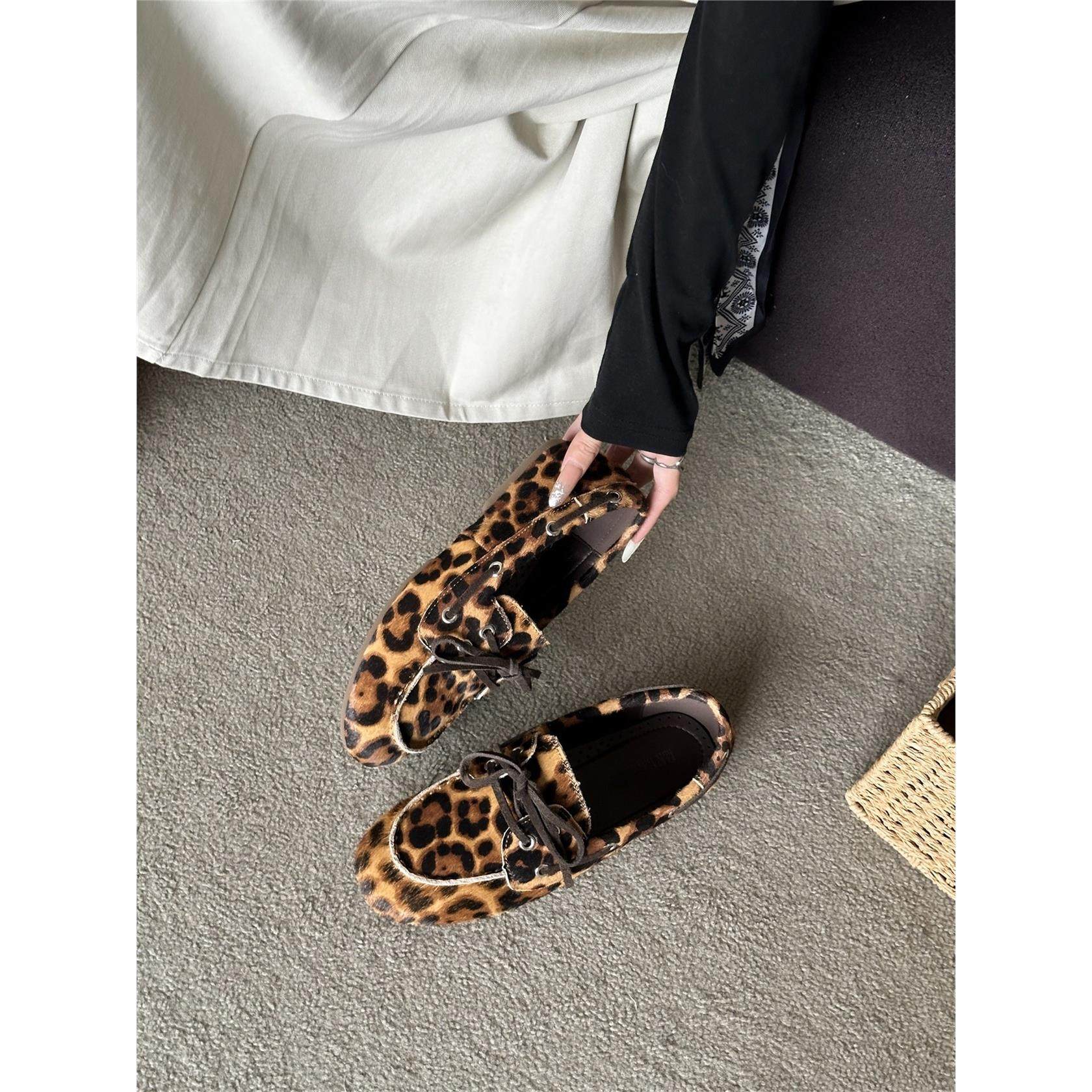 KA MI YA 2026年新款法式复古豹纹乐福鞋女平底一脚蹬懒人豆豆鞋,淘宝优惠券,粉丝福利购,淘宝优惠卷