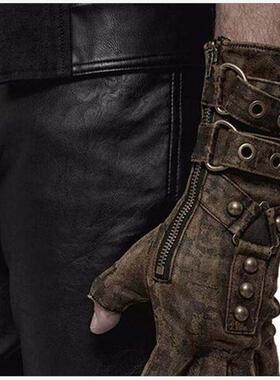 2024男护臂铆钉皮带扣手套中世纪