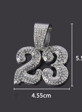 新款美式嘻哈镶钻时尚个性数字吊坠满钻双排钻古巴项链学生霸气潮