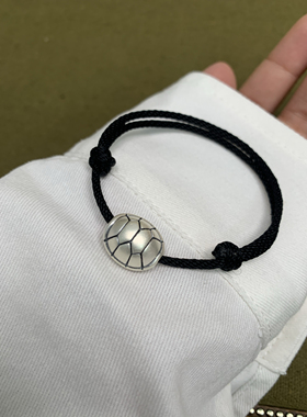 足银999龟甲富甲一方手工手绳男女款珠红绳本命年情侣礼物送男友