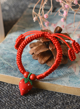 婴儿宝宝孩子朱砂草莓手链