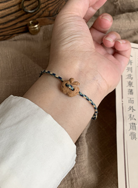 「平安果」桃核红绳手链蛇年本命年红绳手链纯手工编织手绳