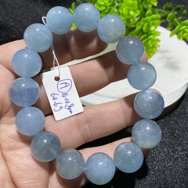 天然水晶手链海蓝宝男女款单圈简约风格时尚精致饰品礼物大颗粒