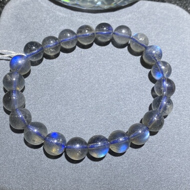 天然水晶手链灰月光拉长石手串一物一图小颗粒