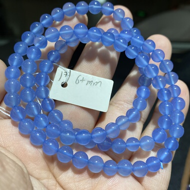 天然水晶玛瑙蓝色多圈圆珠手链