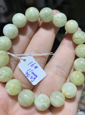 天然水晶绿色摩根石绿柱石手串男女款圆珠手链一物一图