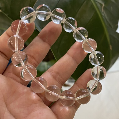 天然水晶手链白水晶手串一物一图单圈男女款微棉体