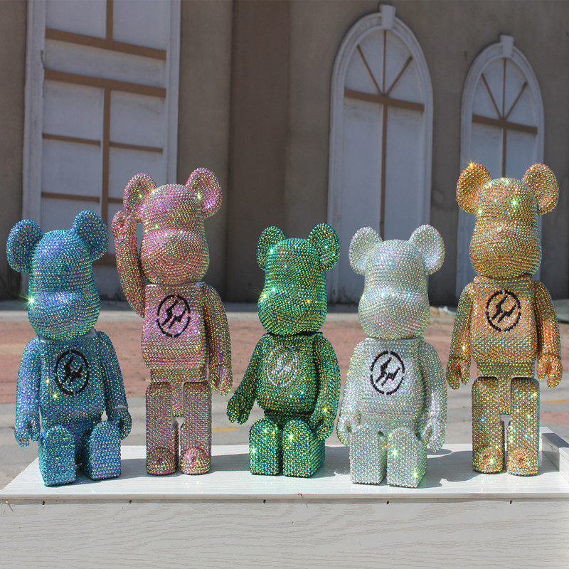 bearbrick400%暴力熊积木熊梵高熊星空手办客厅摆件潮玩偶公仔 - 图1