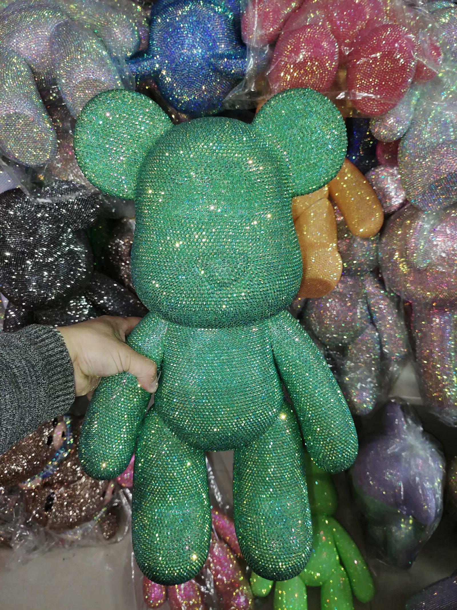 果冻深绿色贴钻大号53厘米满钻熊 果冻钻 送女朋友闺蜜暴力熊粘钻