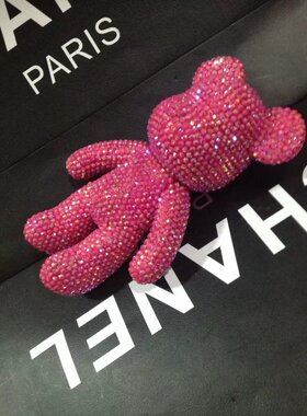 小熊粉色礼物摆件积木熊礼品贴钻