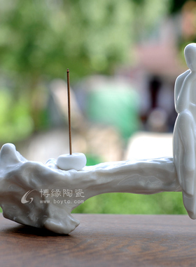 室内白瓷禅意风无相佛达摩摆件