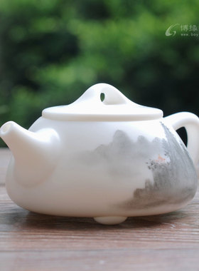 手绘山水雪景高档德化白瓷送领导