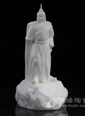 郑成功德化白瓷陶瓷摆件厦门鼓浪屿款雕像客厅办公室家居装饰摆件