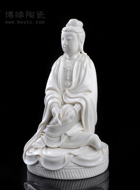 观世音菩萨佛像会所摆件德化陶瓷