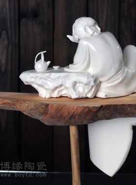 茶圣陆羽人物会所禅意风德化白瓷