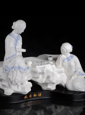 古典人物美女雕塑工艺品德化陶瓷