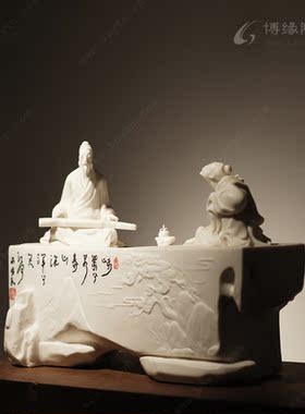 古典人物琴房高档会所德化白瓷