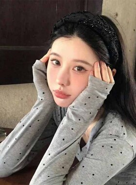 大柔同款粗花呢小香风时尚发箍女高级感宽边高颅顶发饰手作头箍女