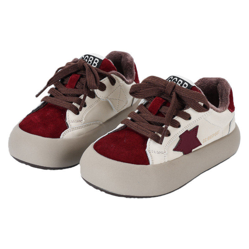 2025冬季新款儿童厚底星星鞋女童红色休闲板鞋男童户外真皮运动鞋,淘宝优惠券,粉丝福利购,淘宝优惠卷