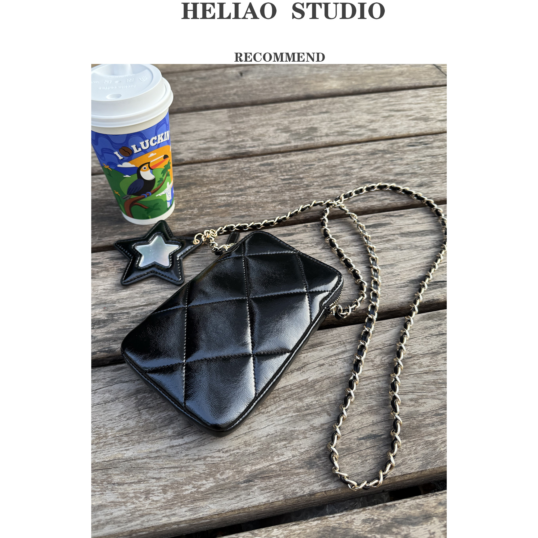 手机包头层油蜡牛皮菱格链条包小香风真皮迷你包星星挂件斜挎包女,淘宝优惠券,粉丝福利购,淘宝优惠卷