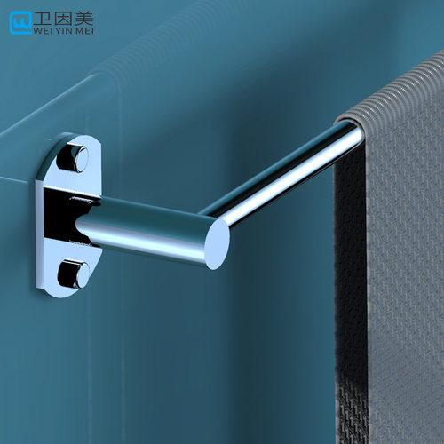 304不锈钢加厚毛巾架单杆浴室卫生间挂杆挂架挂件可改长短和孔距 - 图0