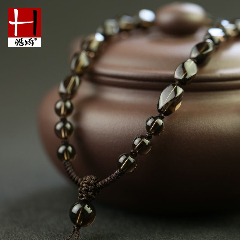 菱形切面茶水晶手工编织大气项链绳 皓埼绳